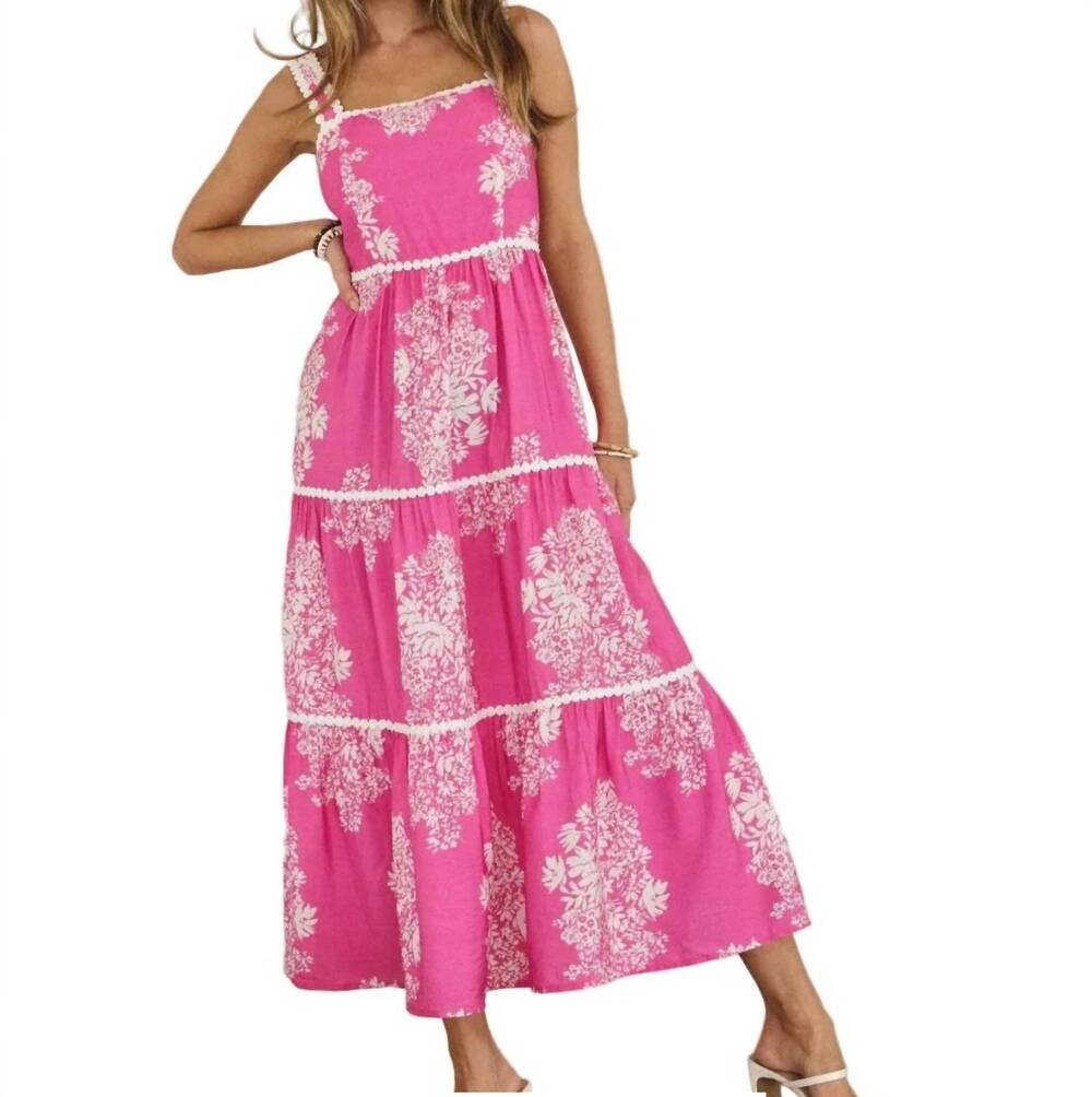 NEW ODDI sleeveless tiered dress in hot pink